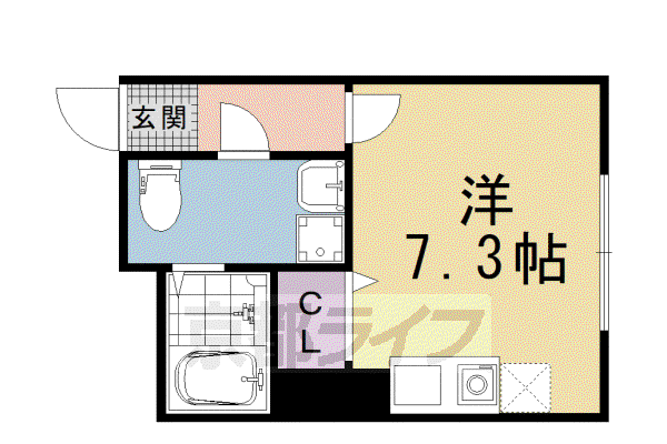 ブリエ五条大宮(ワンルーム/3階)の間取り写真