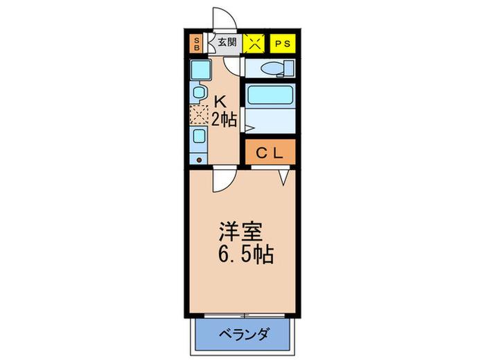 タカケンハイツ(1K/2階)の間取り写真