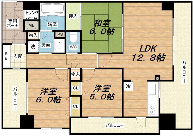 サンメゾン城東フォルテージ(3LDK/14階)の間取り写真