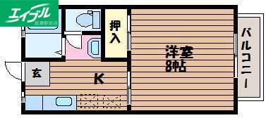 コーポ・レーベンB(1K/1階)の間取り写真