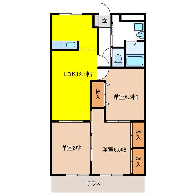 シャングリラ弐番館(3LDK/1階)の間取り写真