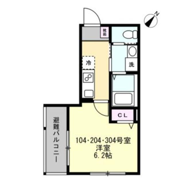 ベイルーム小田急相模原(1K/3階)の間取り写真