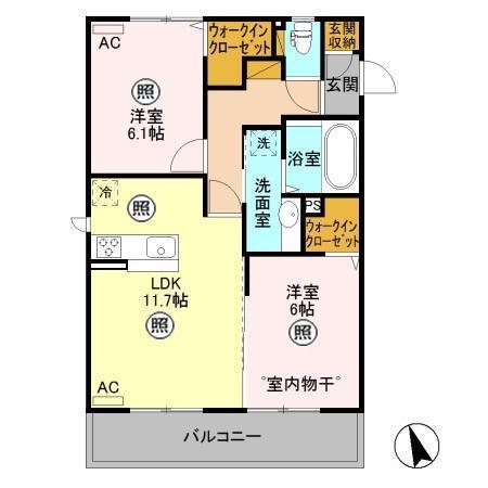 アントスA(2LDK/2階)の間取り写真