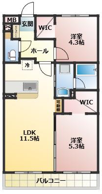 ARTH平松(2LDK/4階)の間取り写真