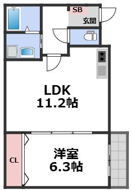 RIHITO鶴見(1LDK/2階)の間取り写真