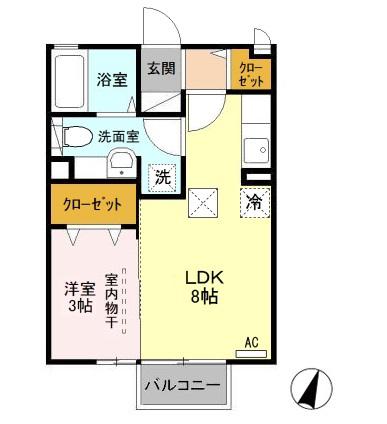 シャルマン(1LDK/1階)の間取り写真