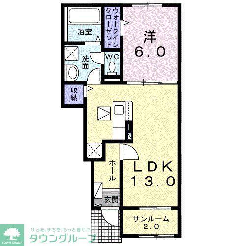 グリーン プロムナード(1LDK/1階)の間取り写真