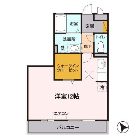 セジュールZEN参番館(ワンルーム/1階)の間取り写真
