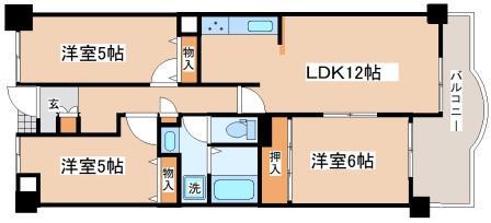 垂水五色山アーバンライフ(3LDK/1階)の間取り写真