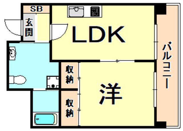 エスペランサ藤井II(1LDK/4階)の間取り写真