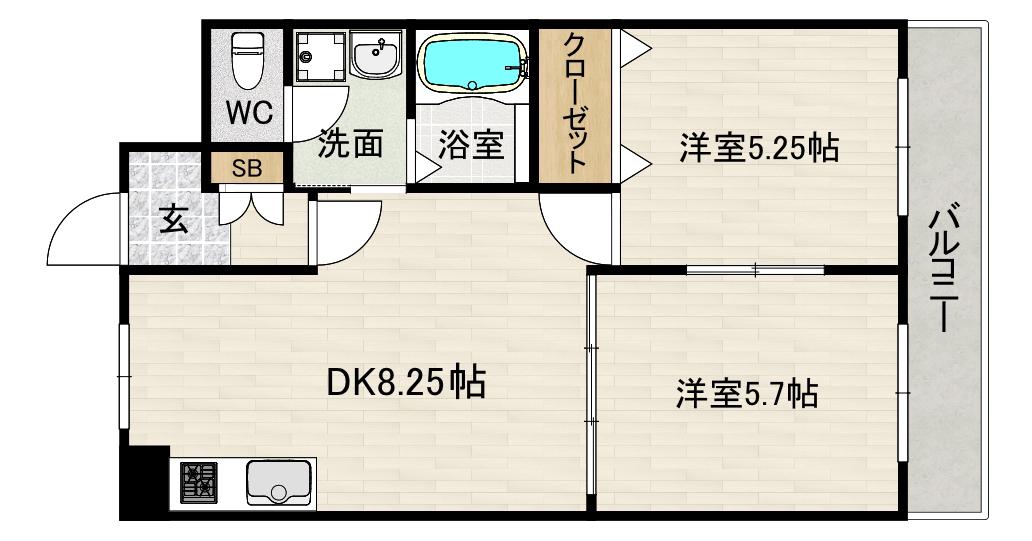 プリモレガーロ青山(2DK/2階)の間取り写真