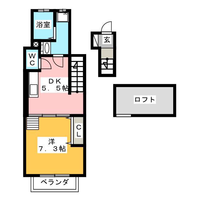 プランドール(1DK/2階)の間取り写真
