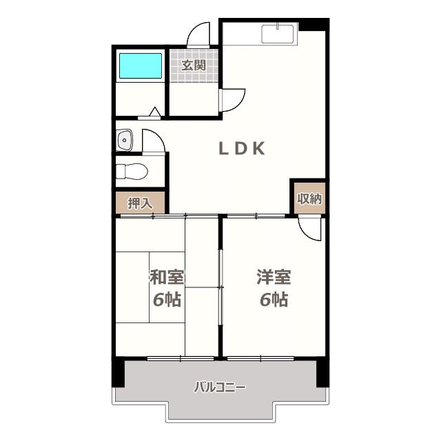 恒信ハイツ(2LDK/4階)の間取り写真