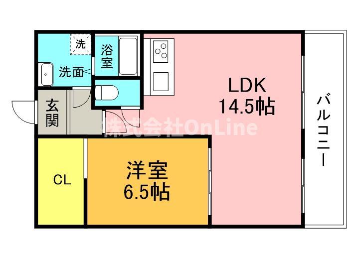 比枝コーポラス上町I(1LDK/2階)の間取り写真