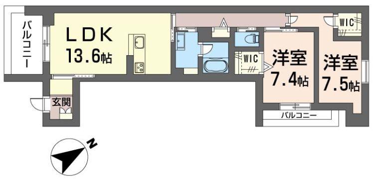 ラヴィ船橋(2LDK/3階)の間取り写真
