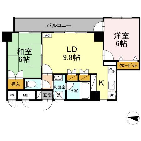 ガーデンハイツAIHARAI(2LDK/3階)の間取り写真