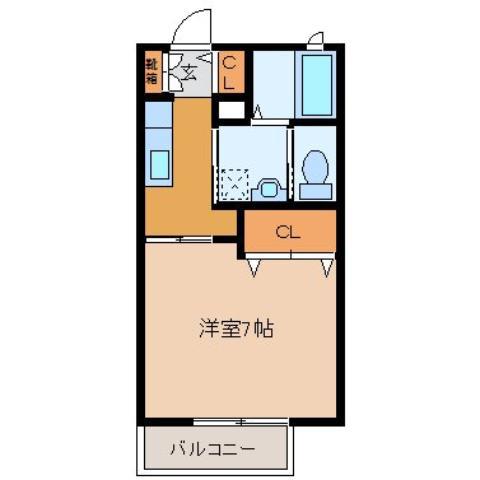 クラヴィエM B(1K/2階)の間取り写真