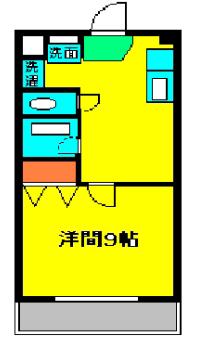 アスペンタワー(1DK/2階)の間取り写真