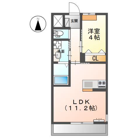 トライアングル(1LDK/1階)の間取り写真