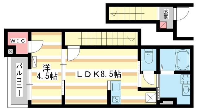 ジーメゾン奈良クレール(1LDK/2階)の間取り写真