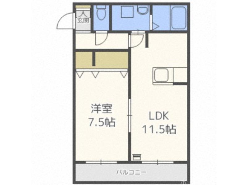 ジュネス山鼻(1LDK/4階)の間取り写真