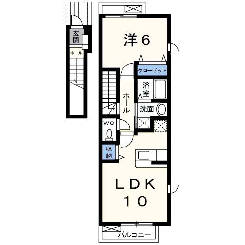 ブリアン・オーヴ(1LDK/2階)の間取り写真