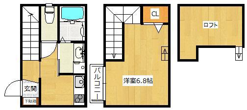 ベラミ松香台(1K/1階)の間取り写真