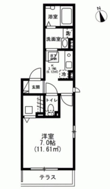 キーファー大倉山(1K/3階)の間取り写真