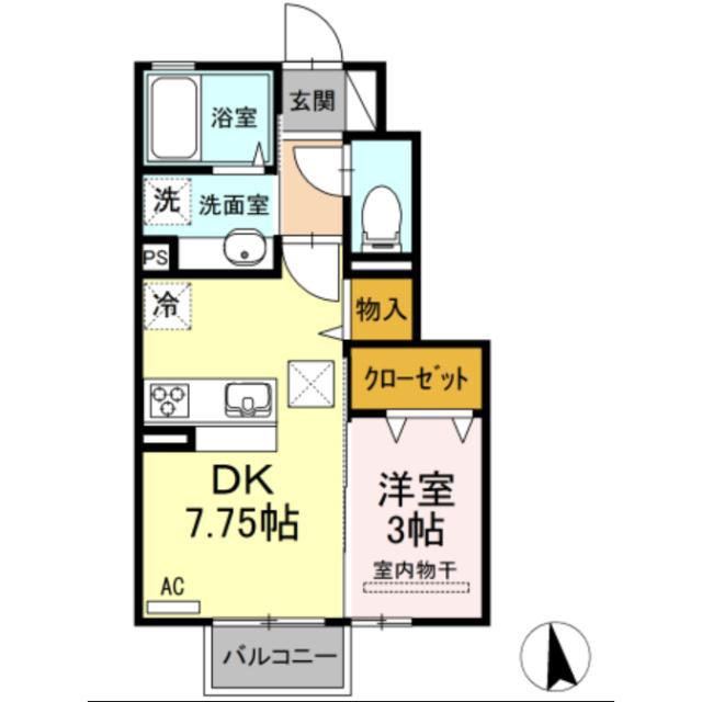 アルシオンC(1DK/1階)の間取り写真