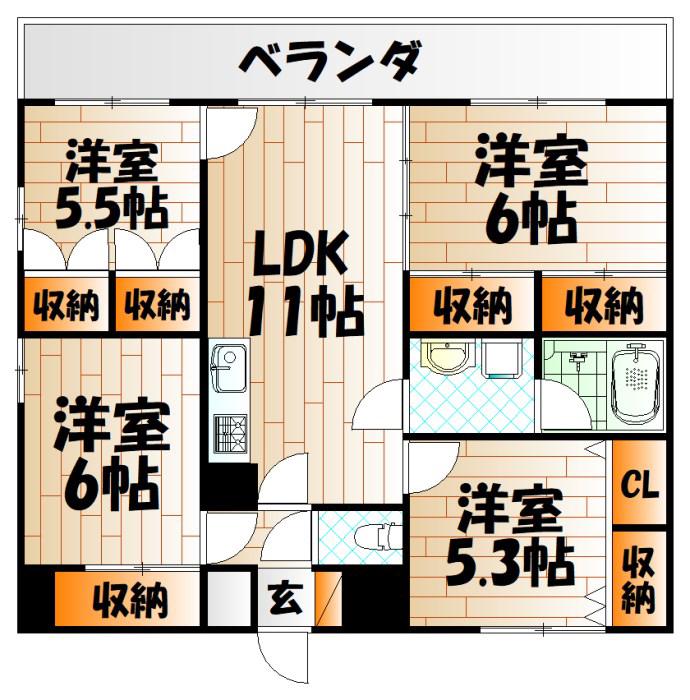 アレックス若園(4LDK/2階)の間取り写真