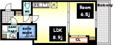 八丁堀 I BLD(1LDK/6階)の間取り写真
