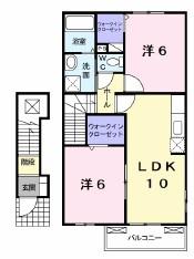 レバータII B(2LDK/2階)の間取り写真