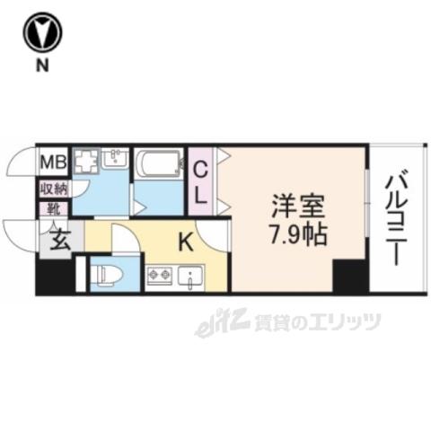 TKビル西大寺 ノース(1K/5階)の間取り写真