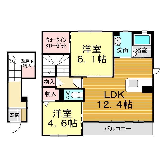 ピアリーメゾン楓(2LDK/2階)の間取り写真