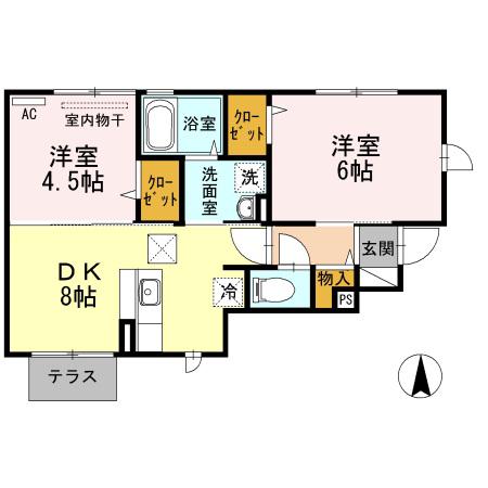 ガルテン(2DK/1階)の間取り写真