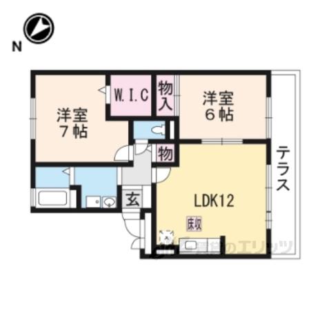 メルベーユ吉兆C棟(2LDK/1階)の間取り写真