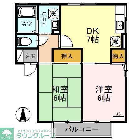 ソレイユ白子II(2DK/1階)の間取り写真