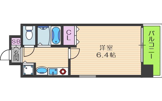 プレサンス梅田インテルノ(1K/6階)の間取り写真