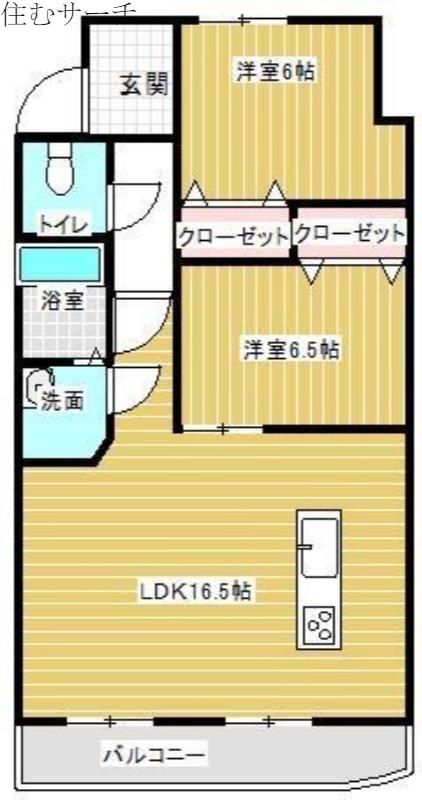 近鉄名古屋線 白子駅 徒歩19分 5階建 築16年(2LDK/1階)の間取り写真