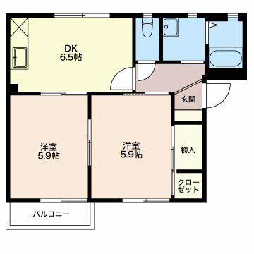サンモール新潟(2DK/1階)の間取り写真
