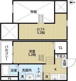 グランフルール(ワンルーム/1階)の間取り写真