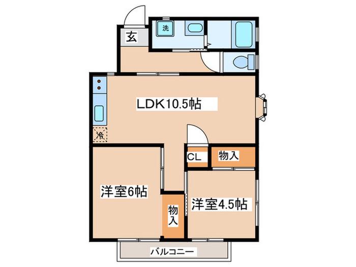 小川ハウス第2(2LDK/1階)の間取り写真