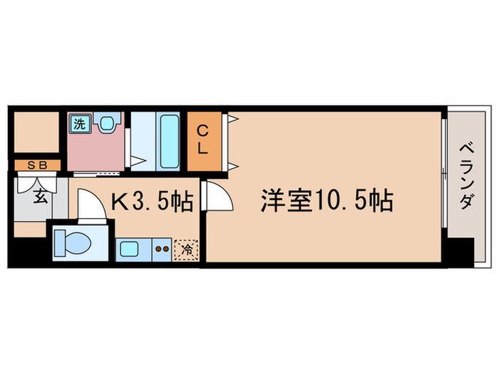 ブエナビスタ南草津(1K/4階)の間取り写真