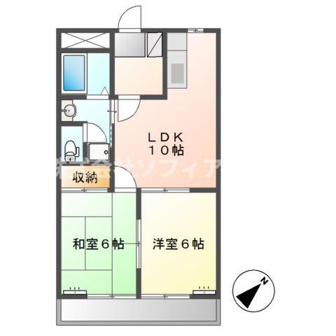 ユーカリハイツ(2LDK/2階)の間取り写真