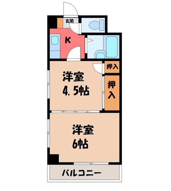 レジデンスカープ野木(2K/3階)の間取り写真