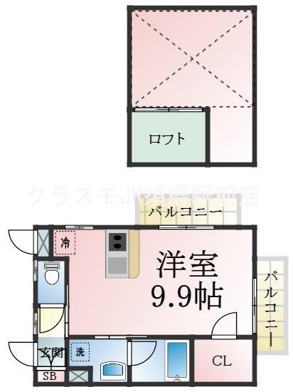 マリンハウス(ワンルーム/2階)の間取り写真