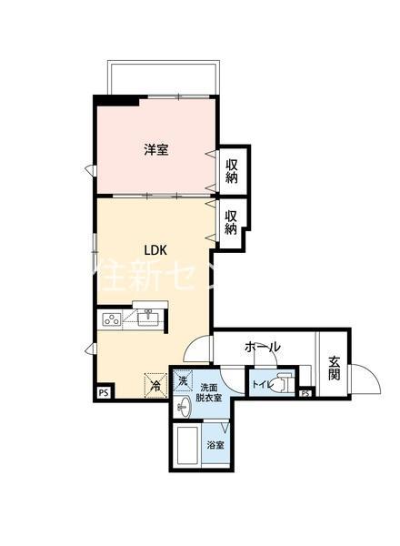 BROAMO北沢(1LDK/1階)の間取り写真