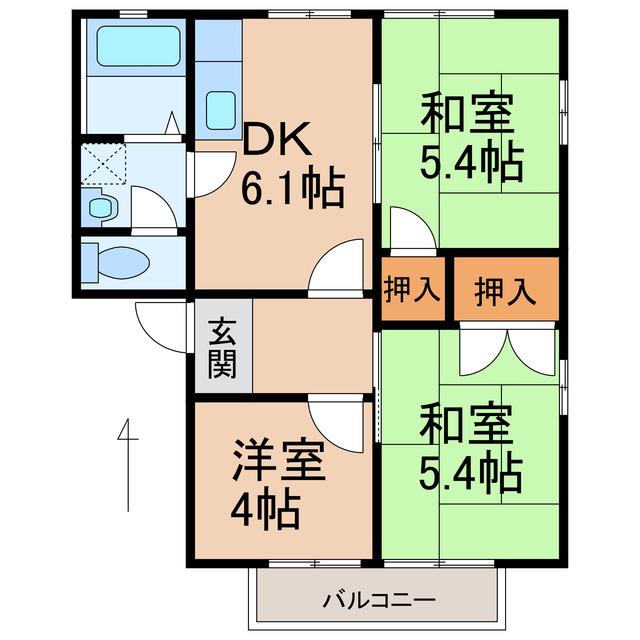 ディアス藤本(3DK/2階)の間取り写真