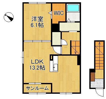 フィールズイーストA(1LDK/2階)の間取り写真