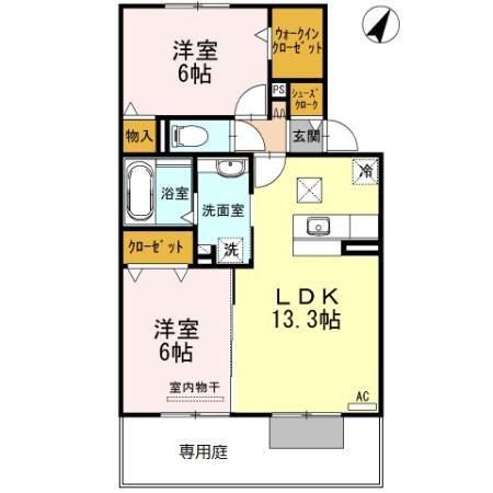 近鉄名古屋線 伏屋駅 徒歩12分 2階建 築13年(2LDK/1階)の間取り写真